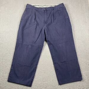 VTG Ralph Lauren Flat Front Chino Pants Men's 40x30 Measured 38x25 Navy